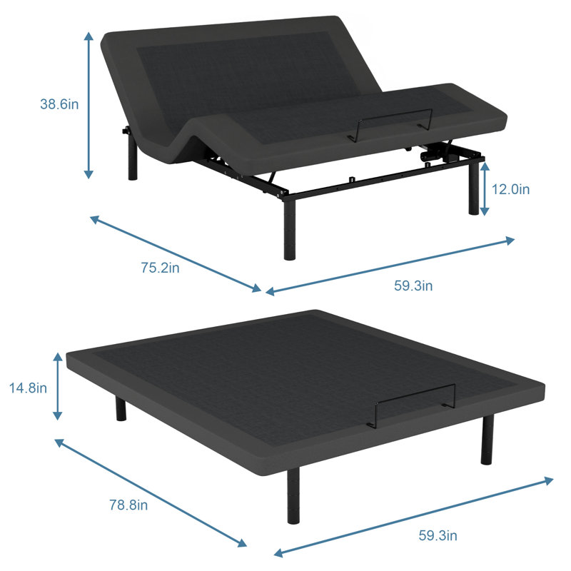 Lysistrate Adjustable Bed Base, Wireless Remote, Independent Incline Durable Motor, Queen