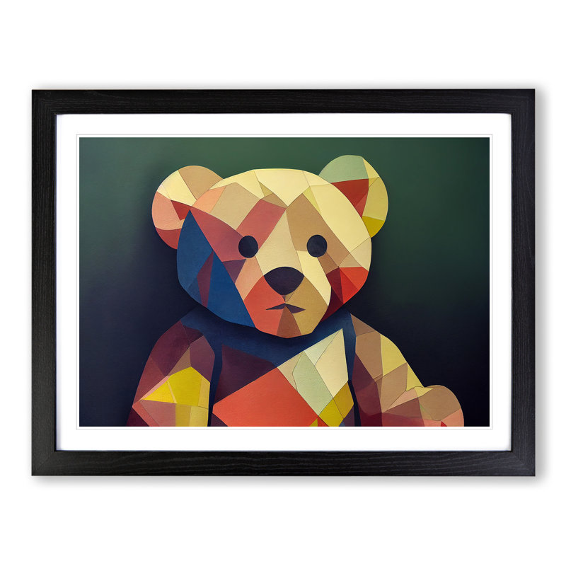 Teddy Bear Abstract Vol.1 - Single Picture Frame Print, 46cm H x 64cm W x 2cm D, Black