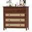 Buffet rectangulaire en bois de 39,4 po de largeur - Armoire de rangement moderne en rotin avec 4 tiroirs (noyer)-1253981045