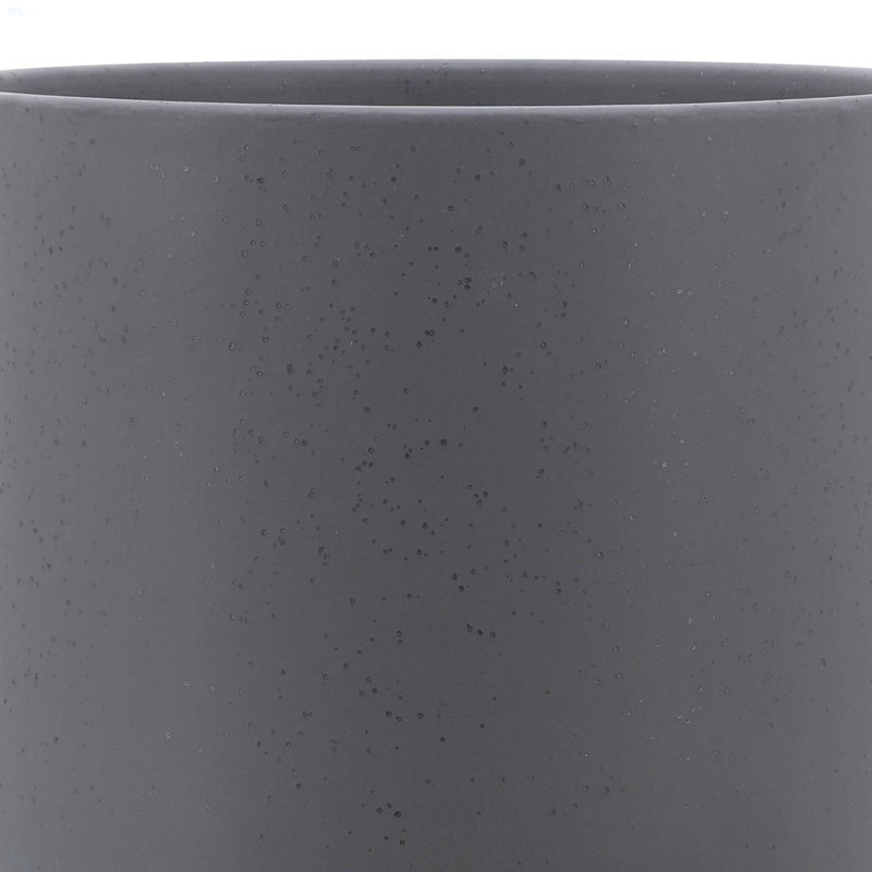 Pot à fleurs en céramique avec support en bambou - Pot moderne avec base surélevée pour l'intérieur, Gris, 2