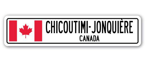 Panneau de signalisation en aluminium Borger Chicoutimi-Jonquiere, Canada, H 6 po x l 24 po x P 1 po