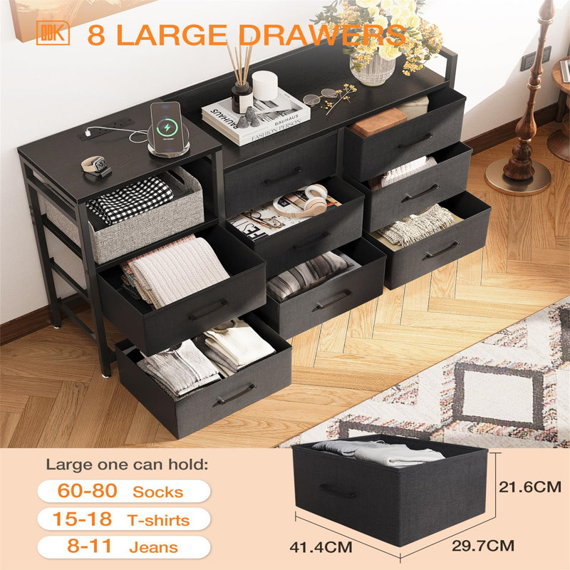 10cm W 8 - Drawer Chest of Drawers