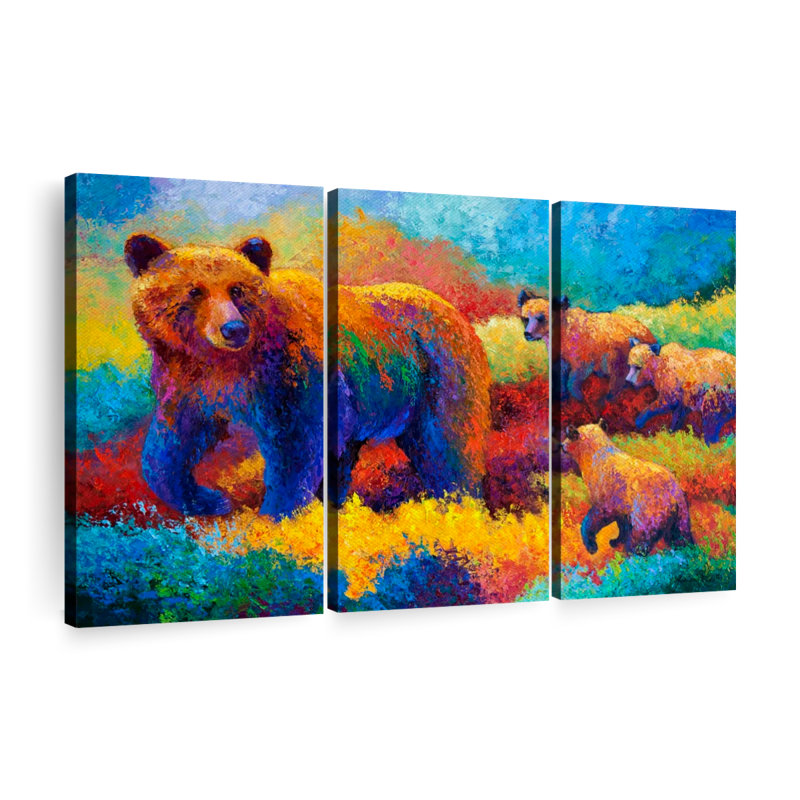 «Grizz Family», reproduction sur toile, H 20 po x l 33 po x P 1,25 po