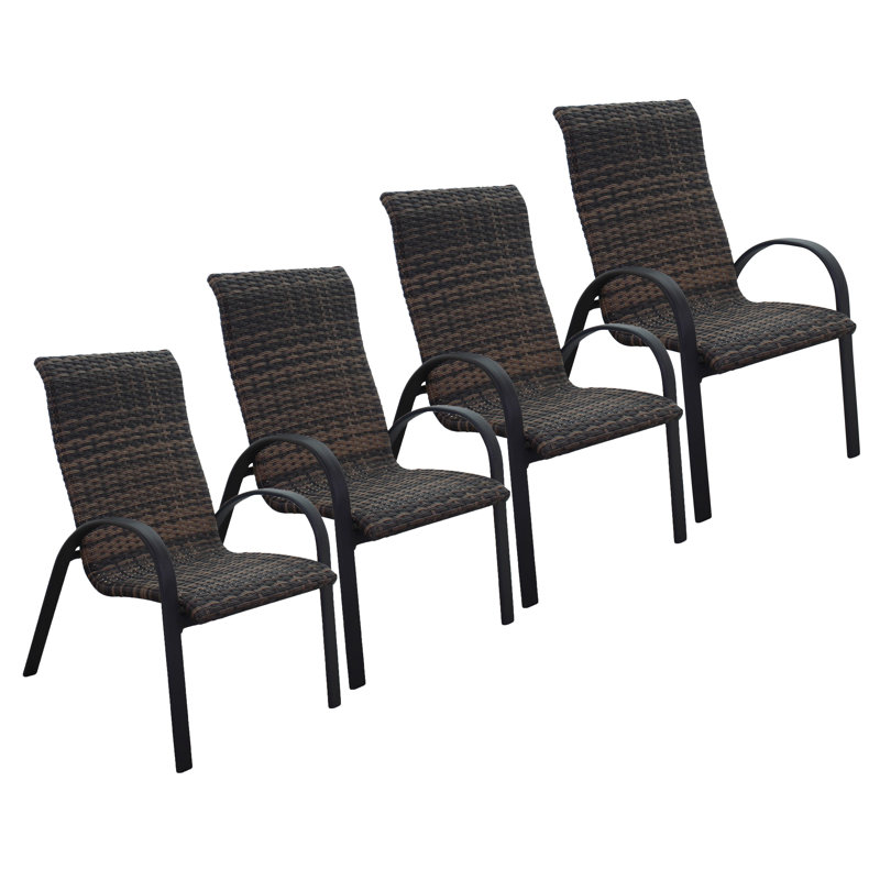 Premium All-Weather Wicker Outdoor Stacking Dining Armchair with Cushion