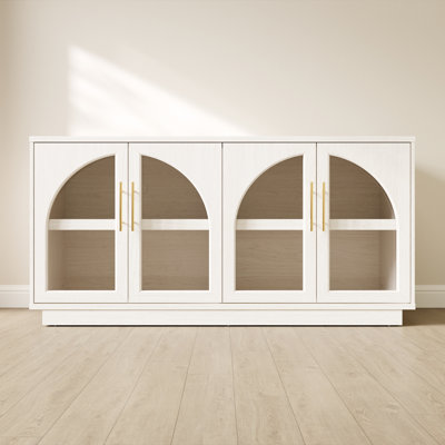 Arden 120"W Extra Wide Arched Sideboard with 8 Glass Doors and Adjustable Shelves