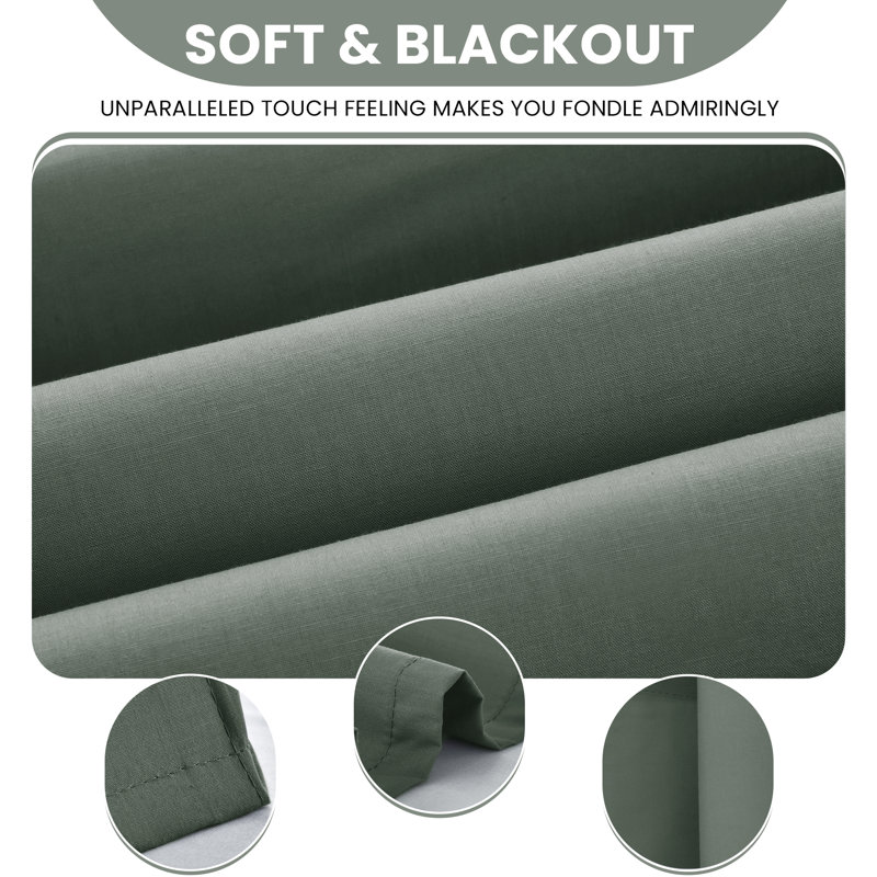 Timiko Blackout Thermal Insulated Curtain Panel, 52" W x 84" L, Sage