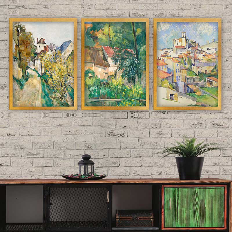 Superbe ensemble de peintures décoratives encadrées (3 pièces) de 21,7 po x 29,5 po chacune | Cadre 100% bois avec polystyrène de 0,8 pouce | Impression numérique UV | Parfait pour la décoration murale de salon, de bureau et de galerie