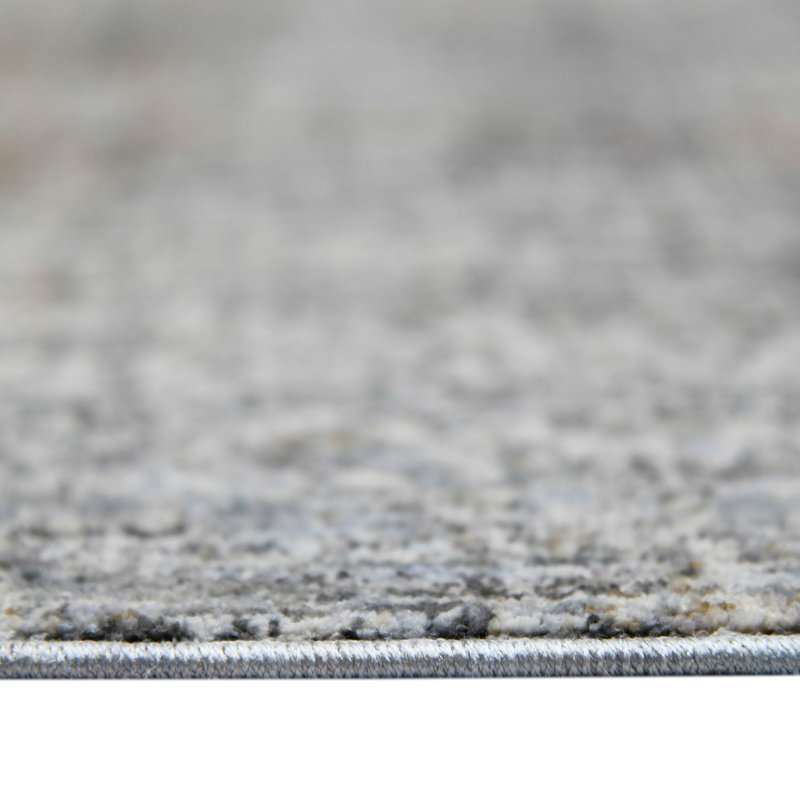 Elegant Gray Oriental-Inspired 5'3" x 7'6" Synthetic Area Rug