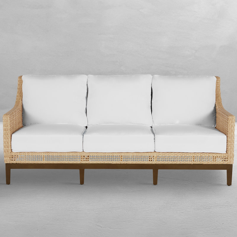 Peninsula Woven Sofa - Light Raffia/Sandalwood, Welt + Dream fill, Perigold Posh Sky, Light Raffia/Natural Sandalwood