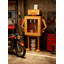 Armoire à vin robot en bois rustique (avec tablette en verre) - Rangement fonctionnel amusant pour le salon, le bar et la salle de jeux