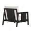 Chaises club d'extérieur (ensemble de 2), structure en bois d'acacia avec accents textilène noir, coussins blancs hydrofuges pour patio / cour arrière / terrasse