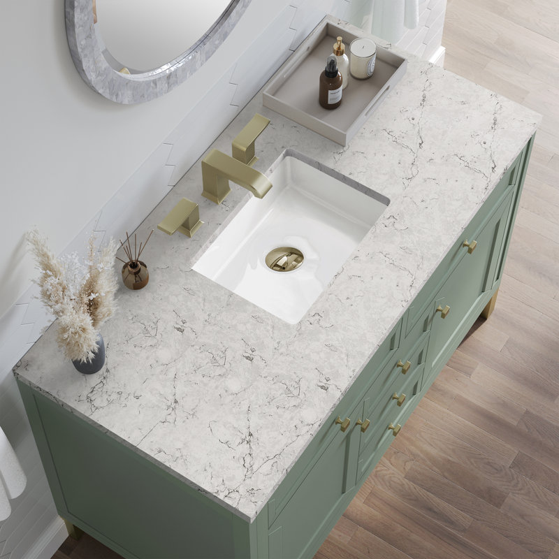 Chicago 48'' W Single Vanity, Smokey Celadon, Eternal Jasmine Pearl
