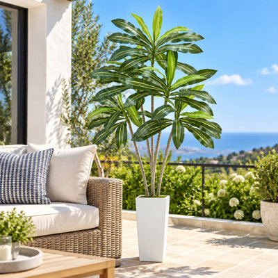 72in Artificial Dracaena Tree with White Planter