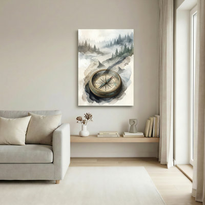 Ensemble de 1 tableau sur toile « Boussole de montagne »