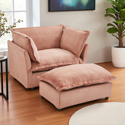 Chaise d'appoint rembourrée avec repose-pieds