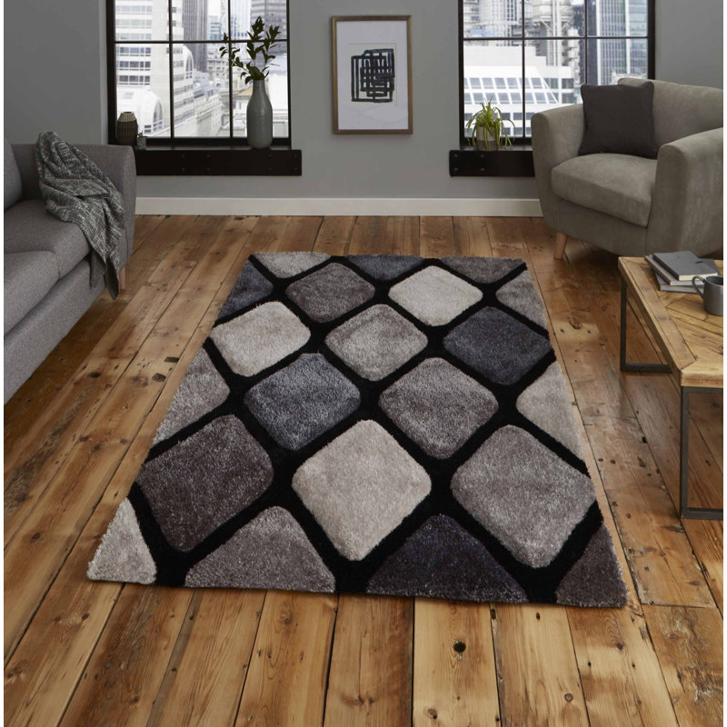 Varda area rug Hand Tufted Rectangle Black, Rectangle 150 x 230cm