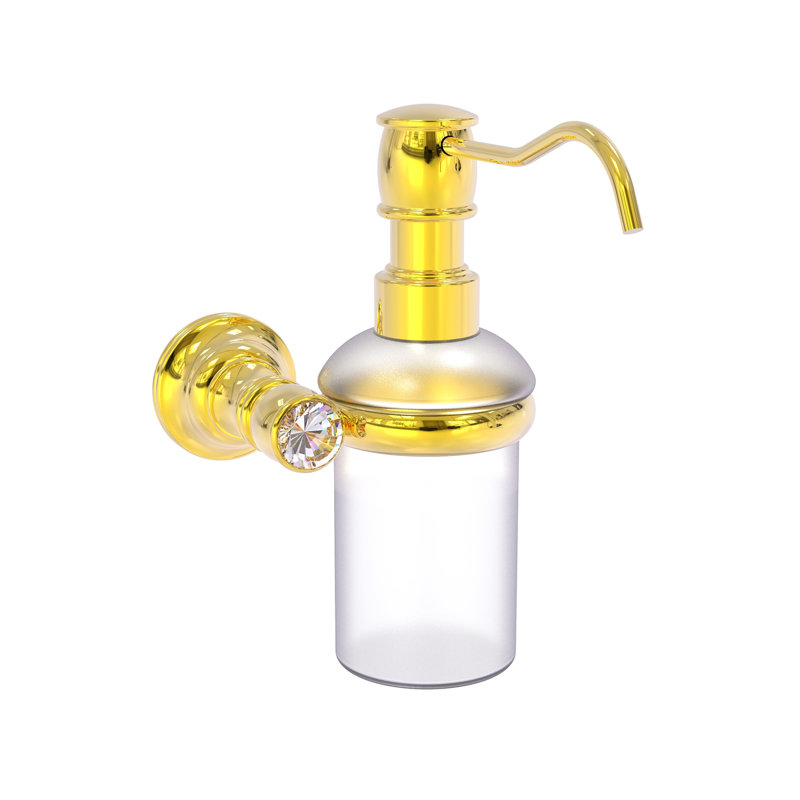 Distributeur de savon mural en cristal Gavin, Laiton poli