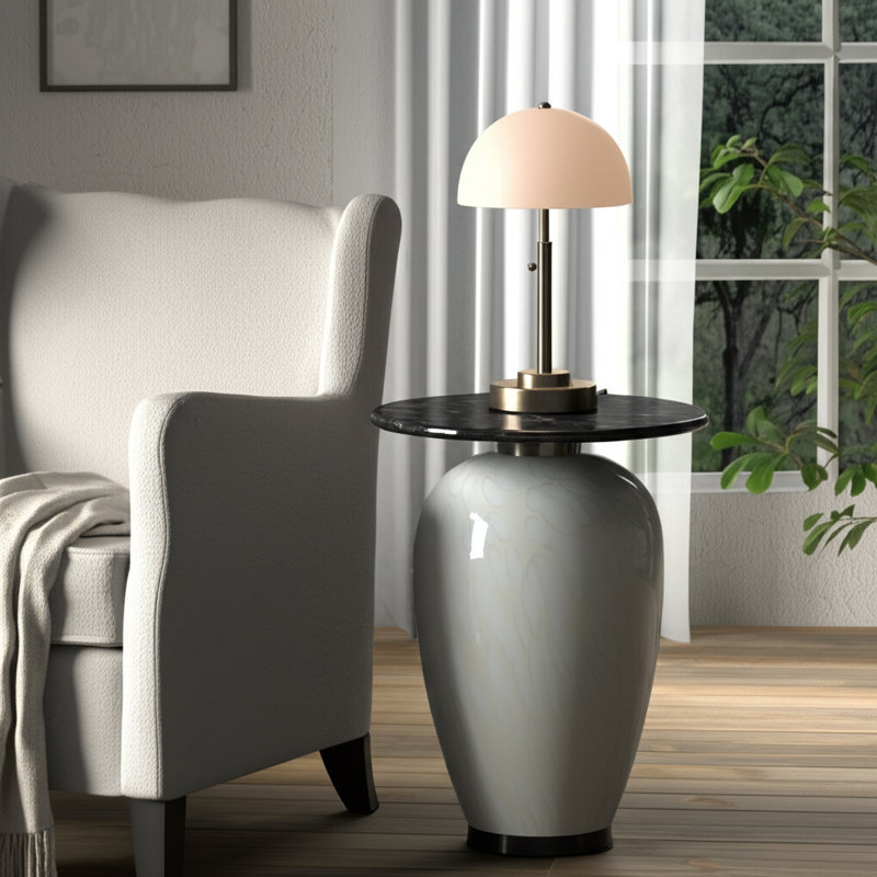 Glass and Marble Accent Table with Sleek Modern Design, Elegant Curved Base, and Durable Construction for Stylish Home Decor.