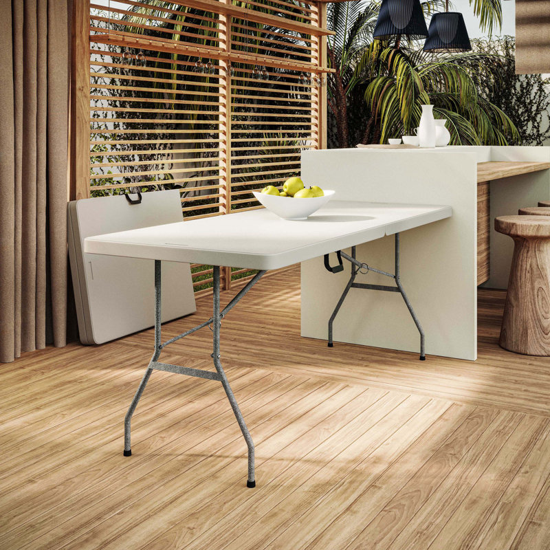 Granite White 6' Folding Table with Powder-Coated Steel Legs