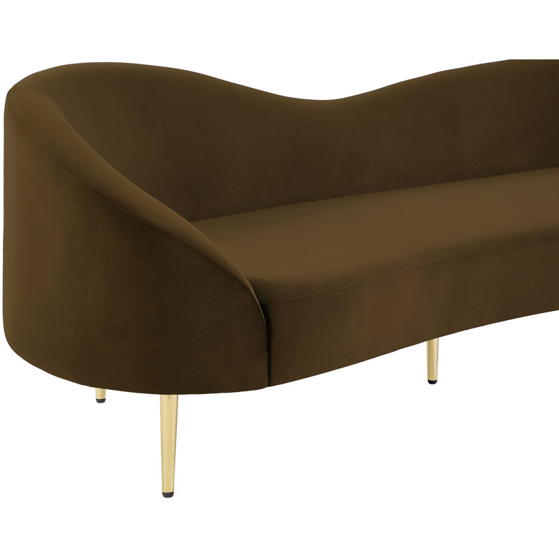 Canapé courbé en velours 85,5 po Ritz, Velours brun