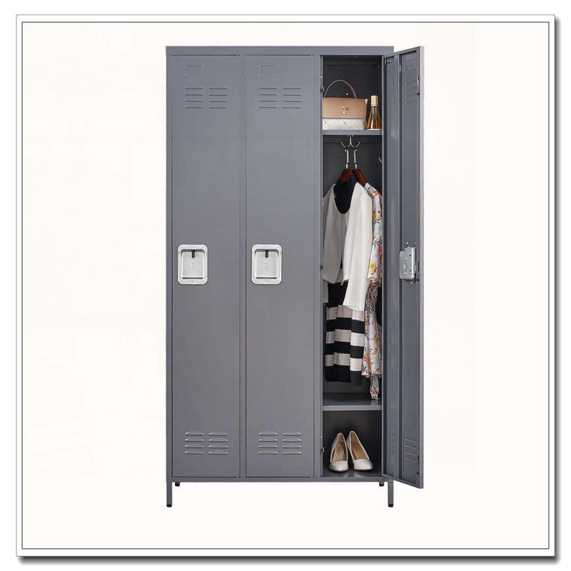 3-Door Metal Locker with Secure Locking System