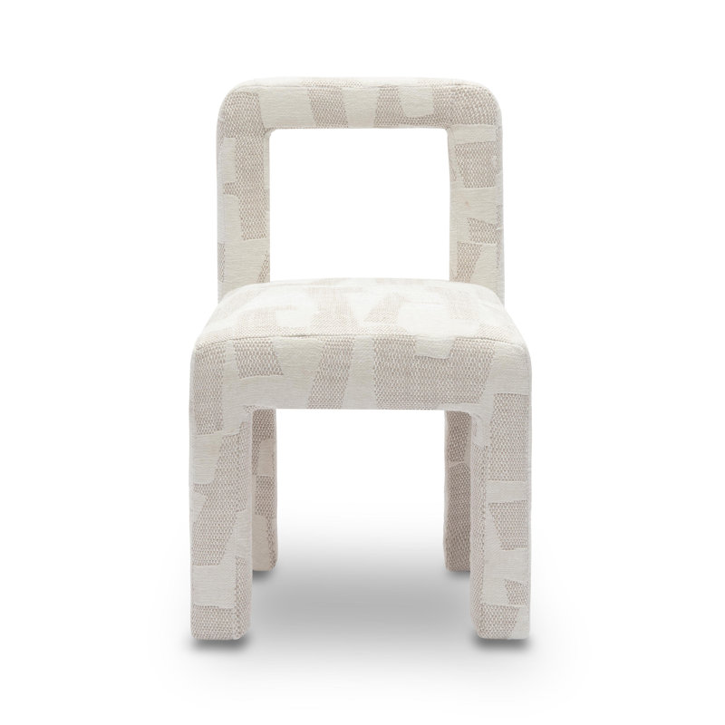  Cream Patterned Jacquard Dining Chair