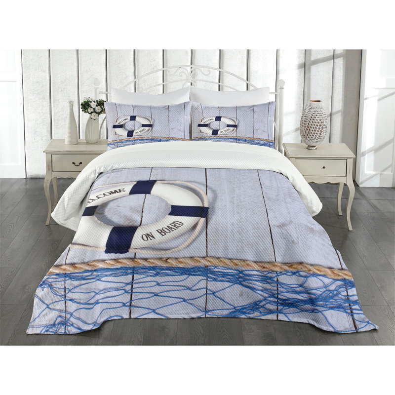 Navy Quilted King Bedspread Set with Pillow Shams