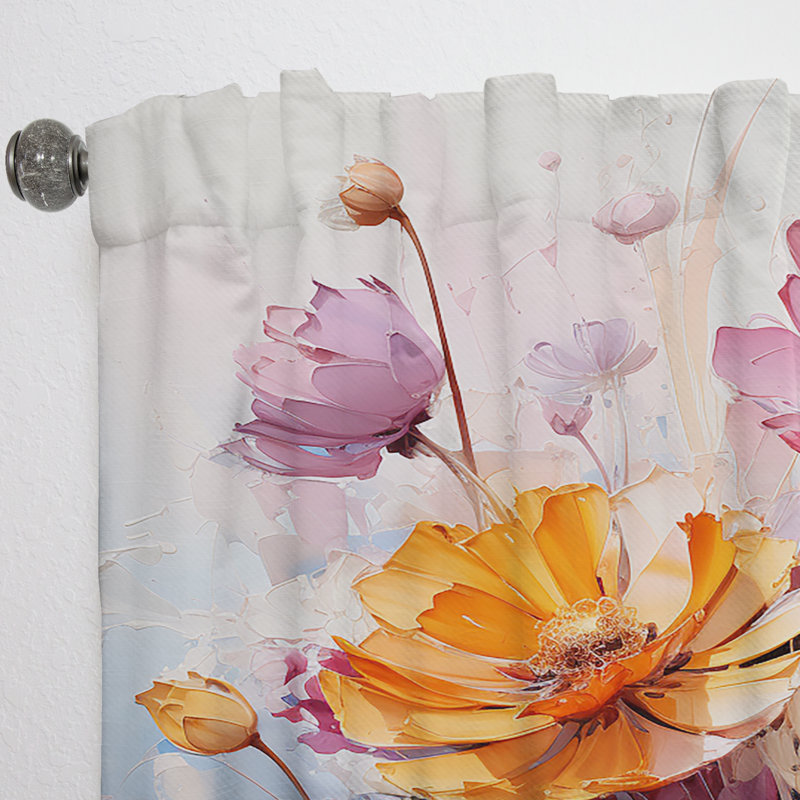 Gurkirat Cornflowers Representation Multicolored Acrylic I - Traditional Velvet Curtain - 1 Panel, 52" W x 90" L