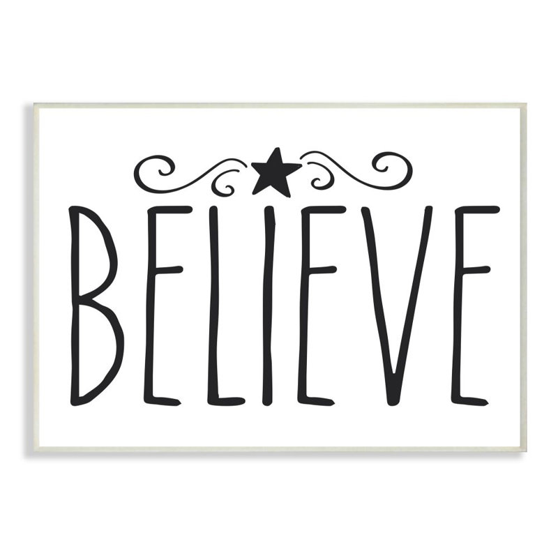 Believe - reproduction d'art textuel, Plaque murale, H 10 po x l 15 po