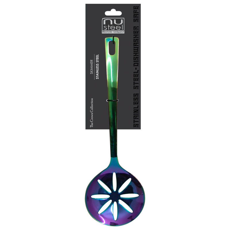 NU Steel Crown Hand Held Skimmer, 13" H x 4" W x 1.5" D, Rainbow