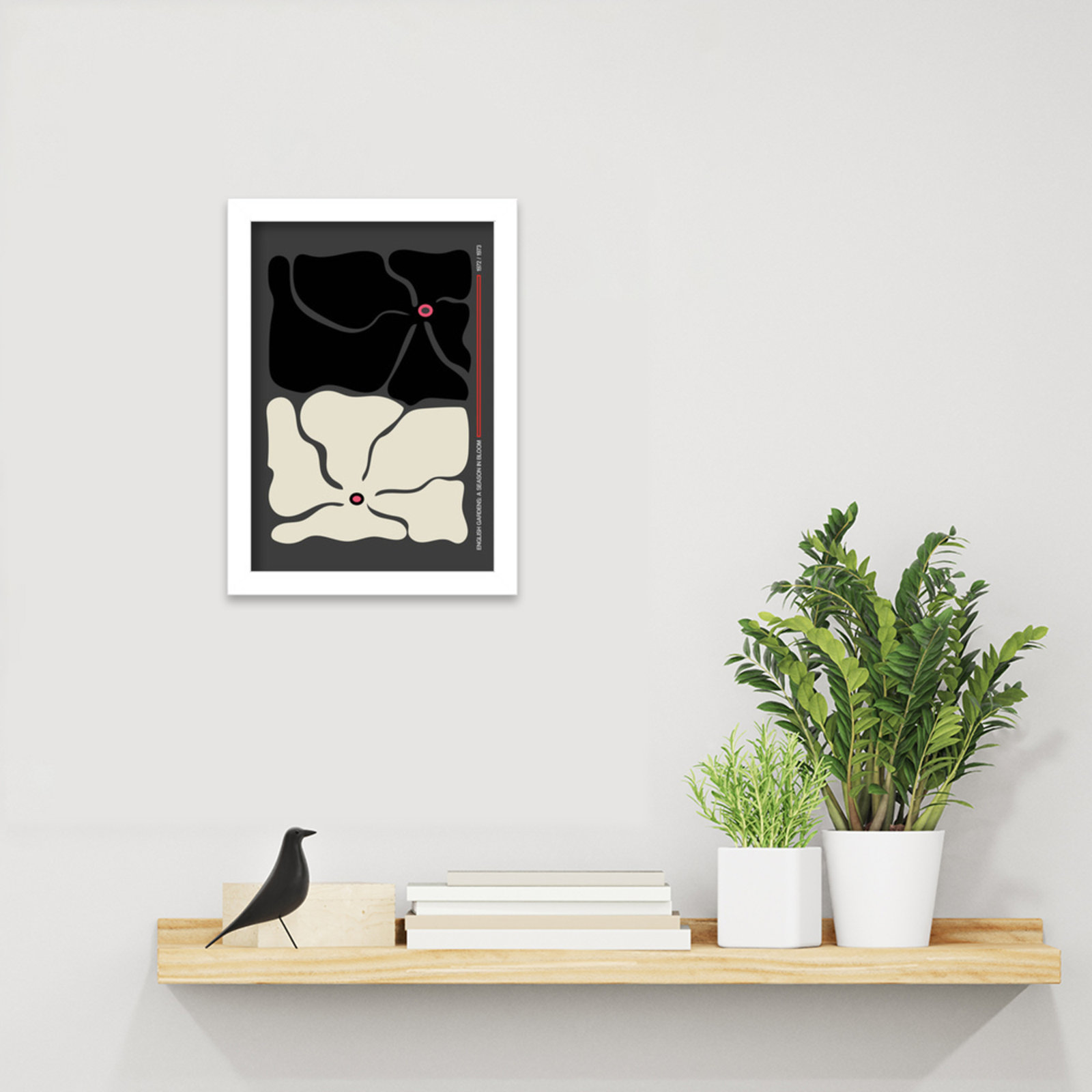 Two By Two Flower Grey by Frances Collett, White, 13" H x 10" W x 1" D