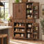 Armoire de cuisine de style campagnard de 183 cm de hauteur avec 3 plateaux coulissants, 6 tablettes de porte et étagères réglables, armoire de rangement autoportante-1640782081