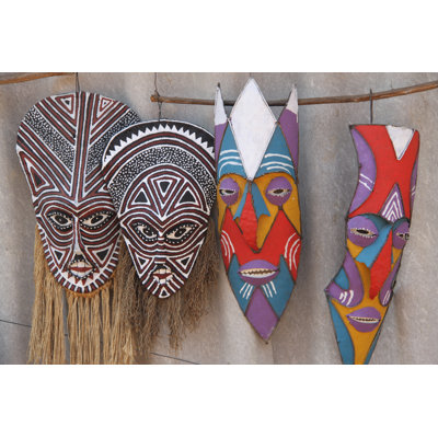 African Wizard Masks - Wrapped Canvas Print