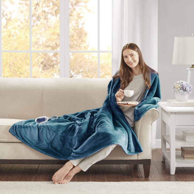 Couverture en tricot Bree, Simple, Bleu sarcelle