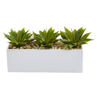 7'' Faux Agave Plant in Ceramic Planter