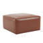 Repose-pieds rond en similicuir brun clair au design minimaliste
