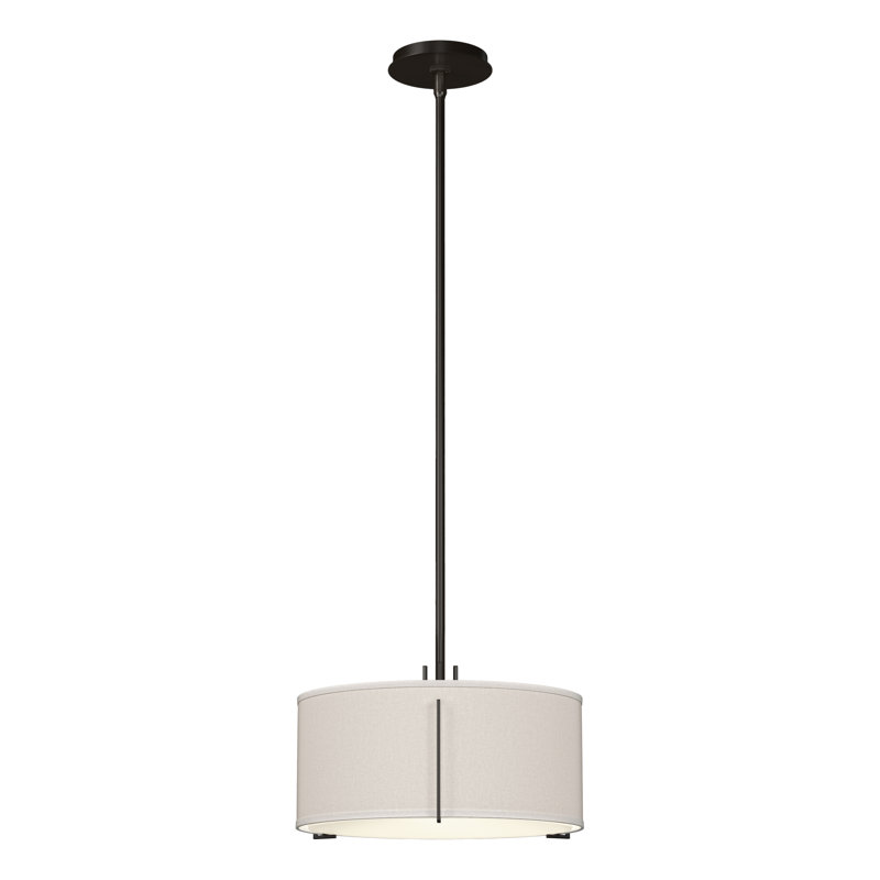 Exos 3 - Light Unique/Statement Drum Pendant, Oil Rubbed Bronze, Flax Shade, Medium