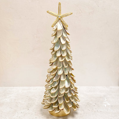 Arbre de Noël fait à la main à thème côtier avec coquillages d'ormeau