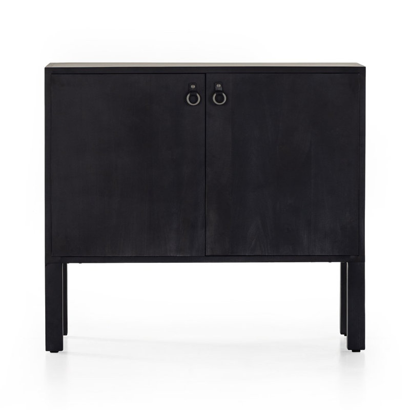Isador Solid Wood Bar Cabinet, Black