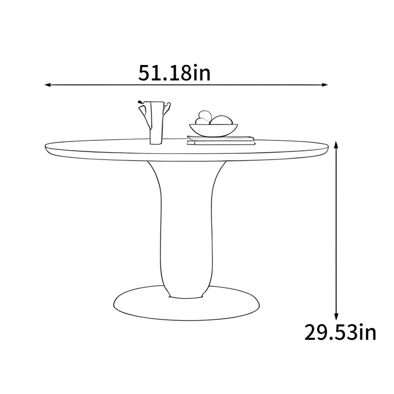 Table ronde nordique rétro, H 29,53 po x L 51,18 po x l 51,18 po