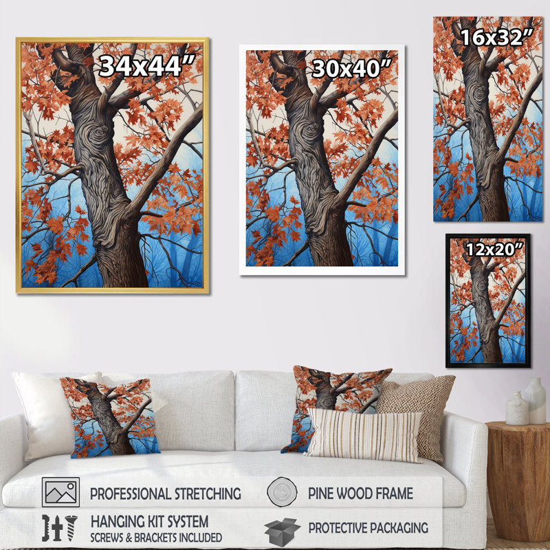 " Maple Whisper Tree I ", Natural Floater Frame, 40" H x 30" W x 1.5" D