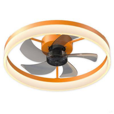 Ceiling Fans With Lights Dimmable LED Embedded Installation Of Thin Modern Ceiling Fans(Orange)