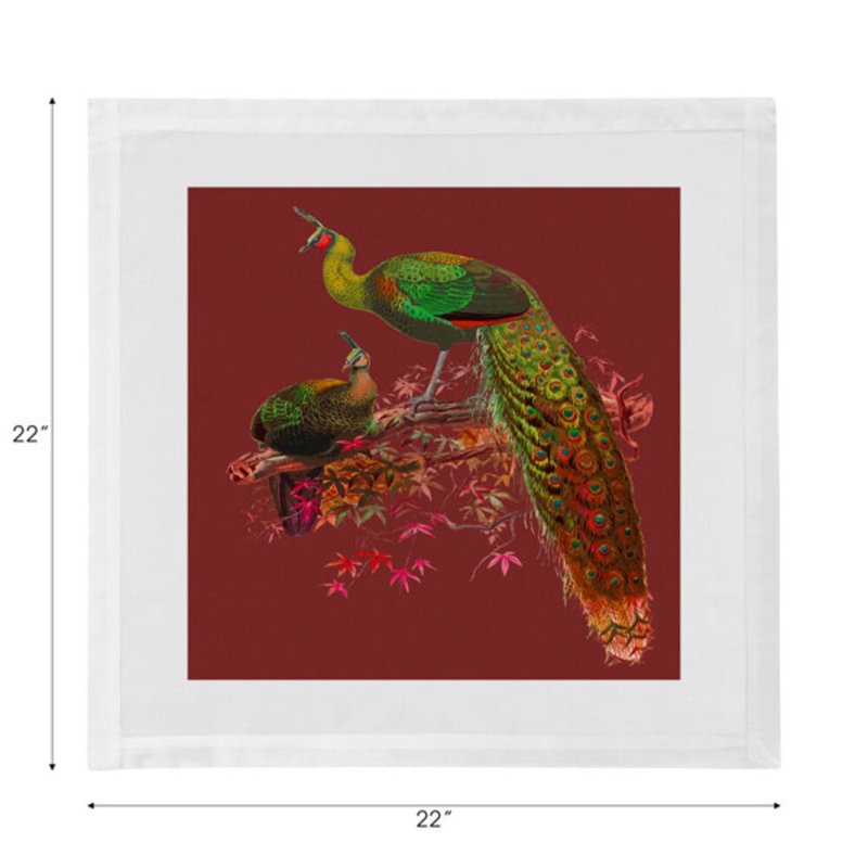 Family Pheasants Cotton Sateen Dinner Napkins, Maple
