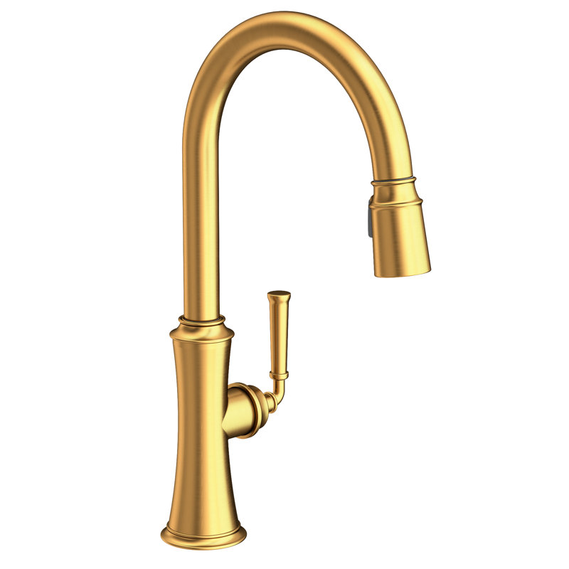 Stripling Single Handle Pull Down Kitchen Faucet, Satin Gold