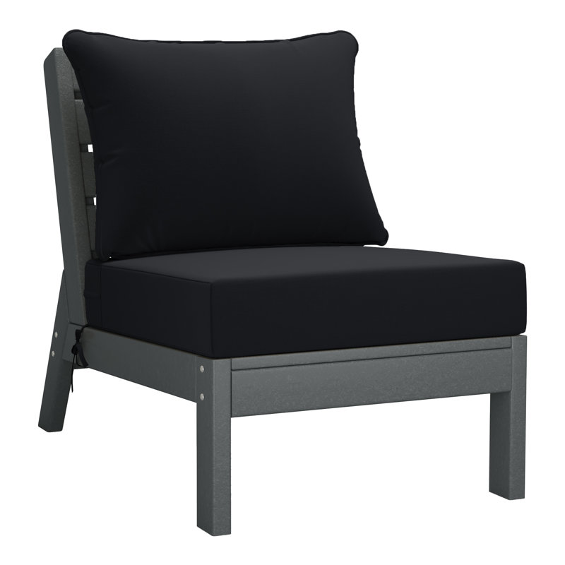 Deep Seating Armless Chair With Cushions, Black, Gray