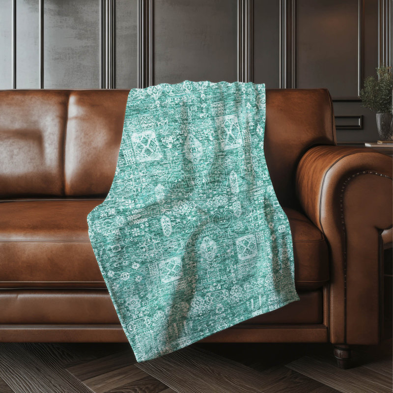 Jeté Addison Sherpa Tribal Medallion, Bleu sarcelle oriental 2