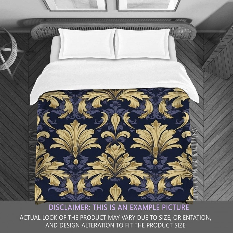 Polyester Comforter, Gold/Blue Damask, Twin Extra Long Comforter