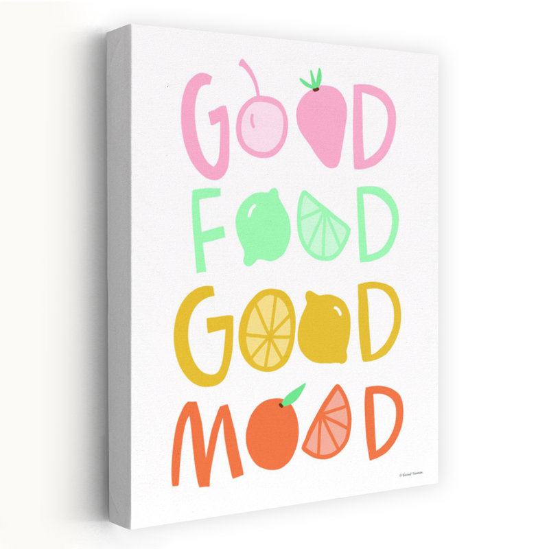 «Good Food Good Mood I», art mural coloré et fantaisiste, H 18 po x l 12 po