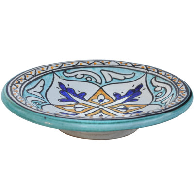 Assiette en céramique à motif d'arabesque andalou du milieu du 20e siècle