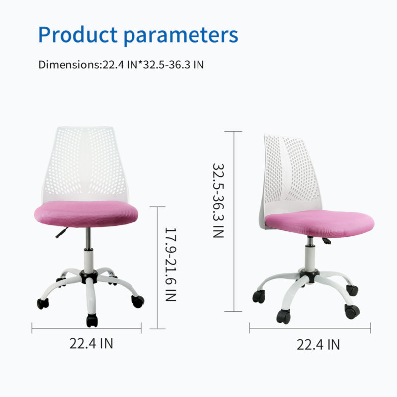 Chaise de bureau ergonomique Kavonta, Blanc / noir, Rose